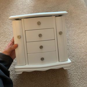 White Jewelry Armoire Organizer with Drawers
